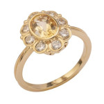 Gouden ring met citrien en diamant 